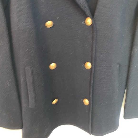 Lauren Ralph Lauren Navy Merino Wool Knit Double-Breasted Cardigan Blazer M - Picture 4 of 7